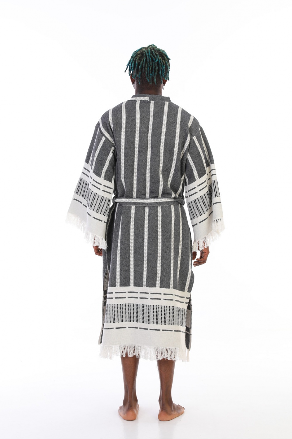 [CHAPUTS Astrea Black Bathrobe] Peshtemal Turkish Towel Bathrobe Fouta